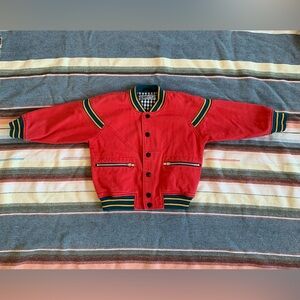 80s Vintage Kids Red Denim Bomber Jacket 3/4T